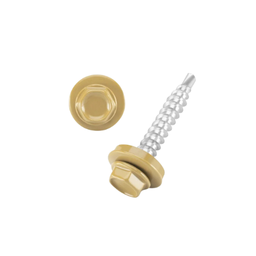 DIN 7504 Fűzőcsavar+gumis alátét, Acél, RAL1002, 4,8x19/14 gabonasárga