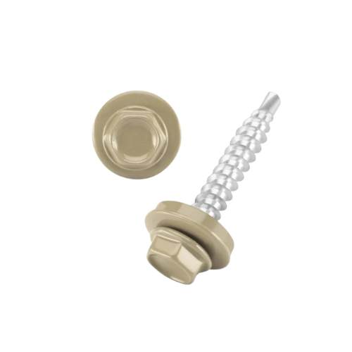 DIN 7504 Fűzőcsavar+gumis alátét, Acél, RAL1015, 4,8x19/14