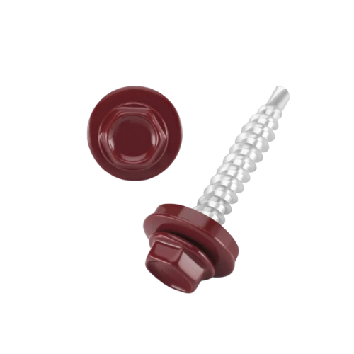 DIN 7504 Fűzőcsavar+gumis alátét, Acél, RAL3005, 4,8x19/14