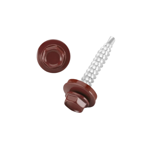 DIN 7504 Fűzőcsavar+gumis alátét, Acél, RAL3009, 4,8x19/14 oxidvörös