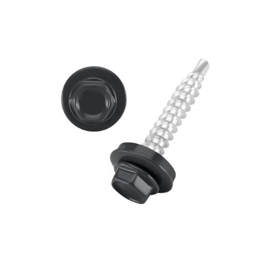 DIN 7504 Fűzőcsavar+gumis alátét, Acél, RAL7016, 4,8x19/14 antracitszürke