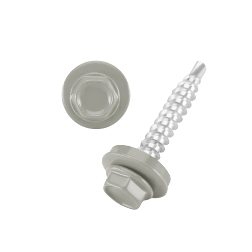 DIN 7504 Fűzőcsavar+gumis alátét, Acél, RAL7030, 4,8x19/14