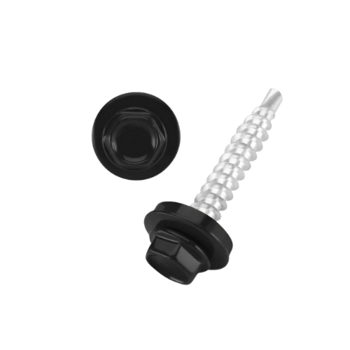 DIN 7504 Fűzőcsavar+gumis alátét, Acél, RAL9005, 4,8x19/14 ETANCO CE mélyfekete