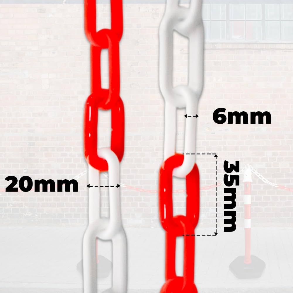 Műanyag lánc piros-fehér 6mm x 50 m